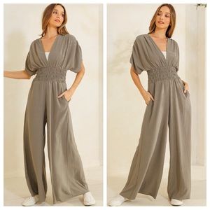 #11 Fabulous Deep V- Neck Smocked Jumpsuit